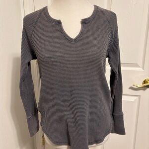 Knox Rose Charcoal Long Sleeve Waffle Knit Top